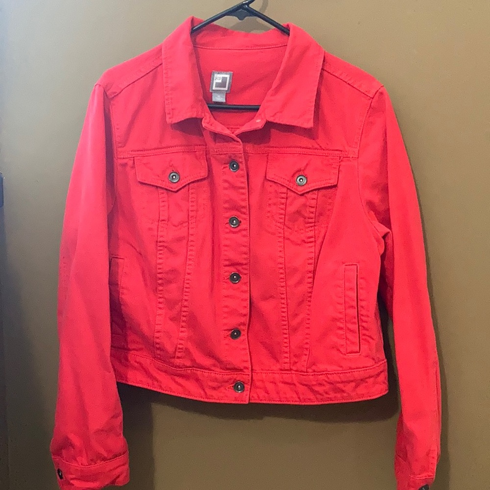 Red jean jacket